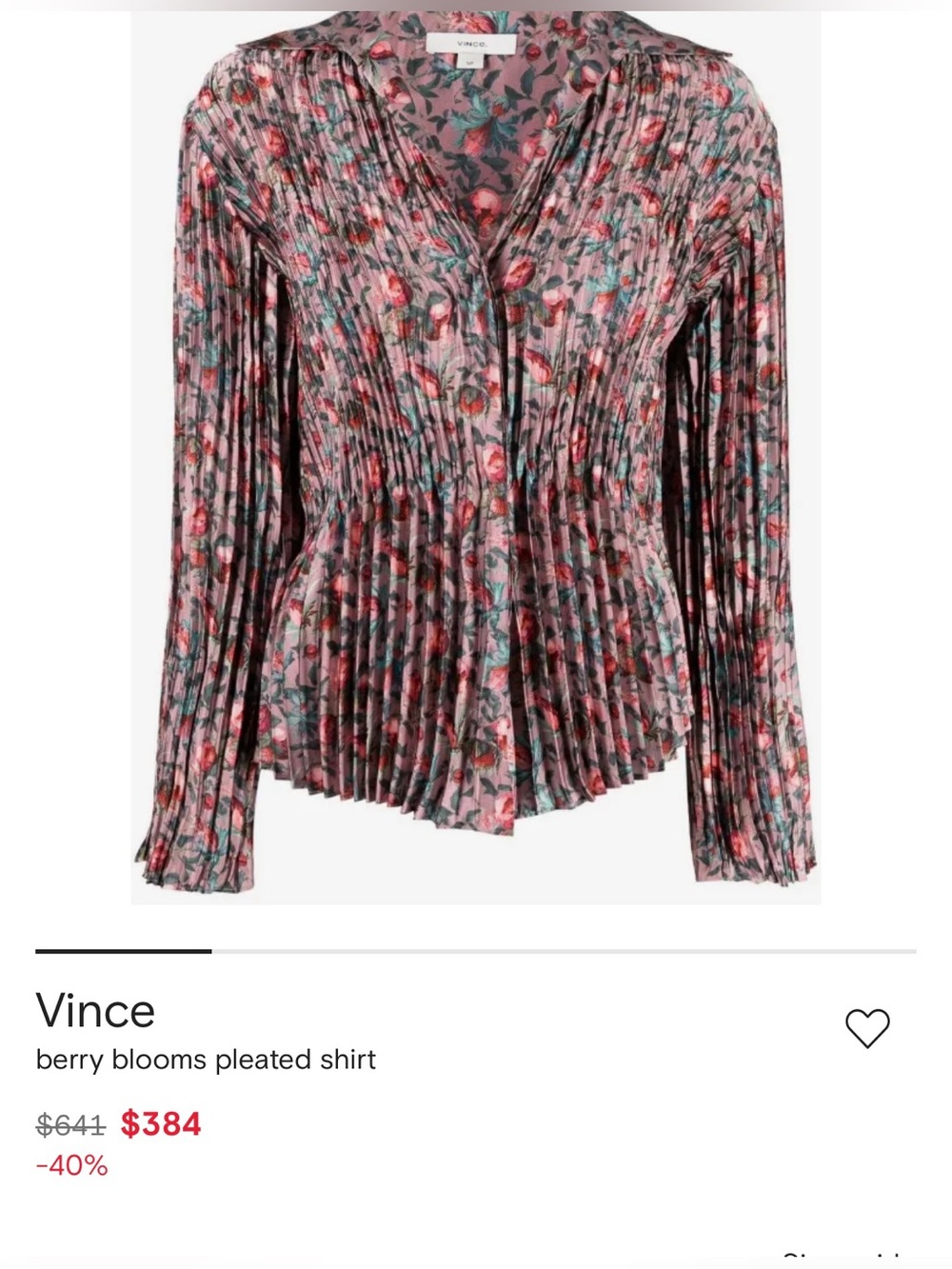 Vince Pleated Floral Blouse – Size M